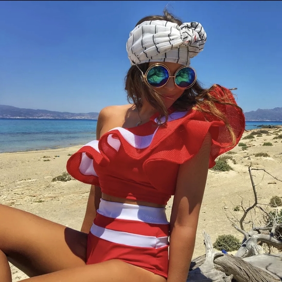 NWT Summer High Waisted Two Piece Bikini Swimsuit S: Small-Medium - Picture 3 of 7